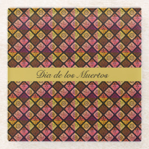 Mexican Dia de los Muertos customisable Glass Coaster