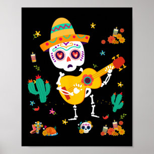 Mexican Dia De Los Muertos Skeletons Dancing Kids  Poster