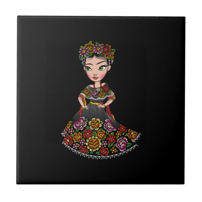 mexican doll with flowers tile (Front)