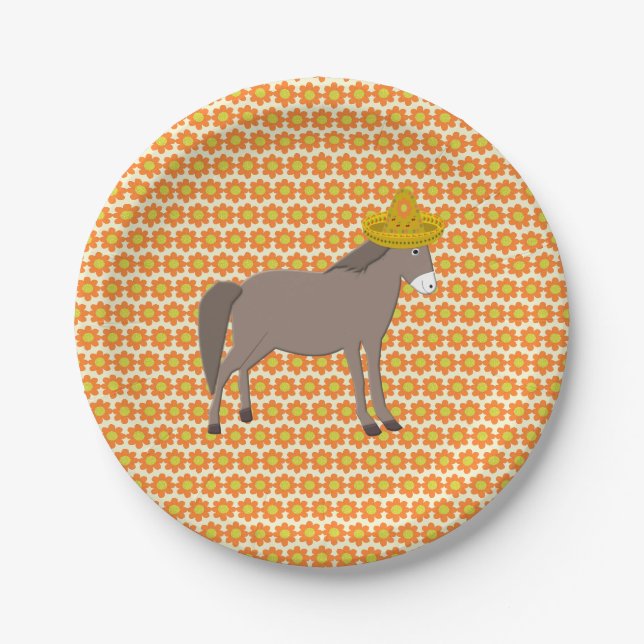 Mexican Donkey Day of the Dead Paper Plate (Front)