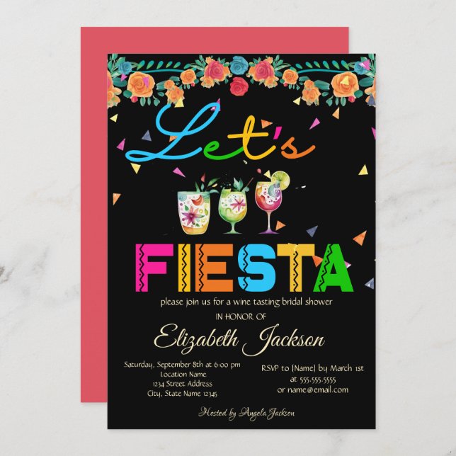 Mexican Drinks Fiesta Bridal Shower Invitation (Front/Back)