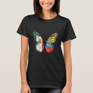 Mexican Ecuadorian Flag Butterfly T-Shirt