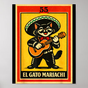 Mexican El Gato Taco Cat Sombrero Funny Mexican Poster