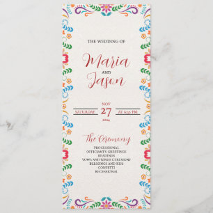 Mexican Elegant Colorful Floral Fiesta Wedding Programme
