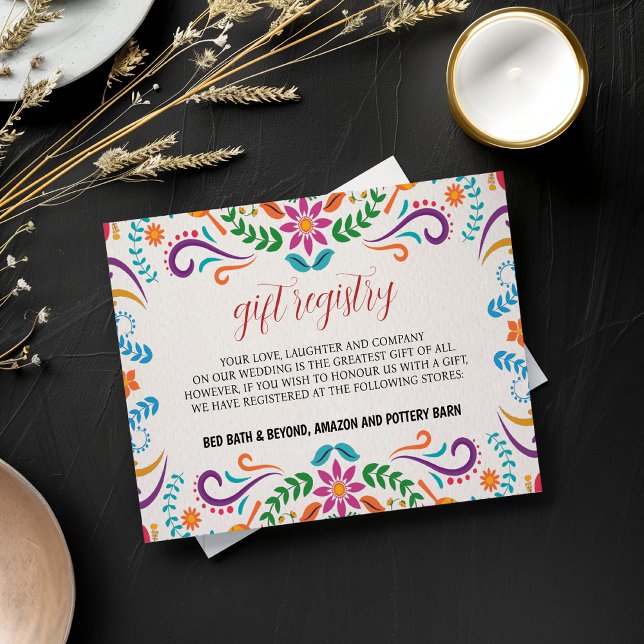 Mexican Elegant Colourful Floral Fiesta Wedding Enclosure Card (Mexican Elegant Colorful Floral Fiesta Wedding Enclosure Card)