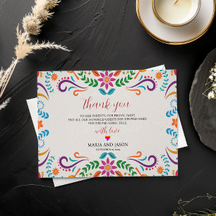 Mexican Elegant Colourful Floral Fiesta Wedding Thank You Card