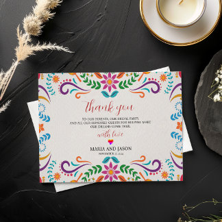 Mexican Elegant Colourful Floral Fiesta Wedding Thank You Card