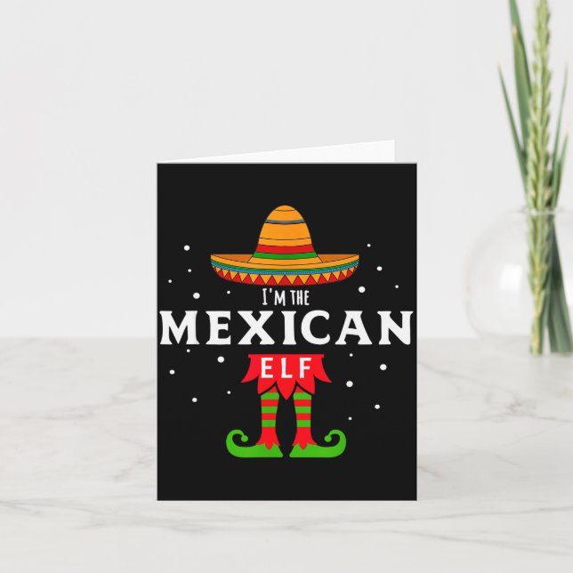 Mexican Elf Christmas Sombrero Feliz Navidad Gift  Card (Front)