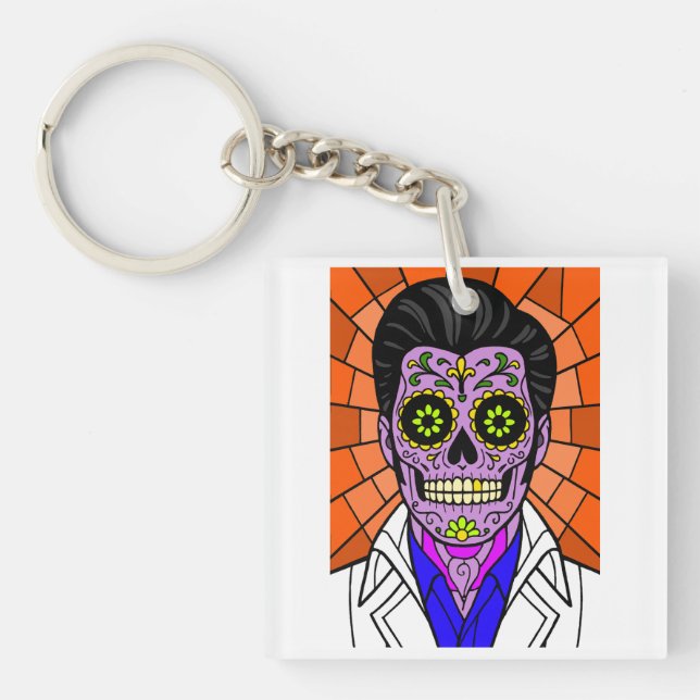 Mexican Elvis Stained Glass Key Ring (Front)
