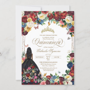 Mexican Embroidery Butterfly Floral Quinceanera Invitation