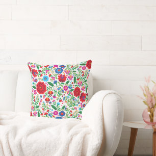 Mexican Embroidery Colorful Pattern Cushion