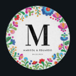 Mexican Embroidery Colourful Monogrammed Wedding Cutting Board<br><div class="desc">Inspired by the colourful embroidery of native Mexican artisans,  this glass cutting board is a lovely gift for the newlyweds celebrating their new family name and wedding date.</div>