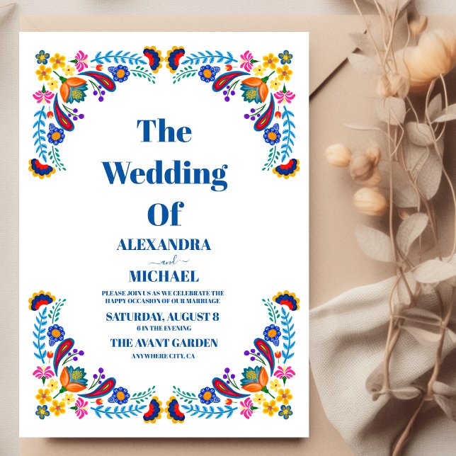 Mexican Embroidery Colourful Wedding Invitation (Creator Uploaded)