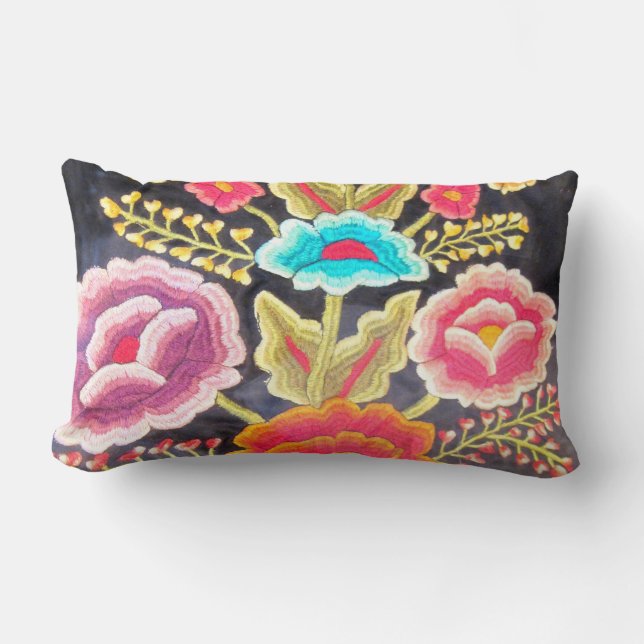 Mexican Embroidery design Lumbar Cushion (Front)