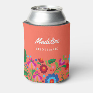 Mexican Embroidery Destination Wedding Bridesmaid Can Cooler