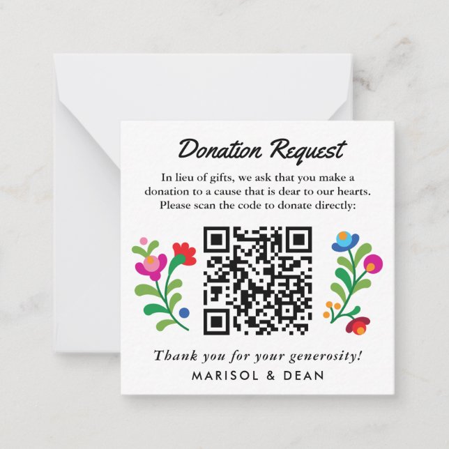 Mexican Embroidery Donation Request Gift Card (Front)