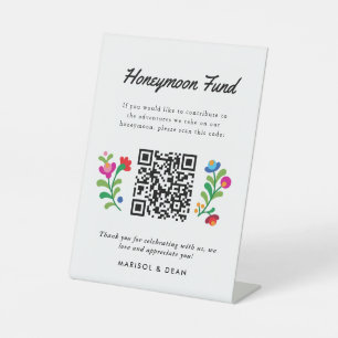 Mexican Embroidery Honeymoon Fund Pedestal Sign