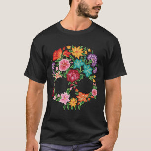 Mexican Embroidery Style Skull Design from Oaxaca, T-Shirt