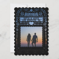 Mexican Fantail Doves Papel Picado Save the Date