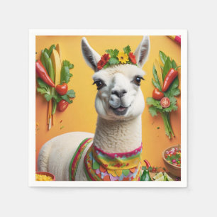 Mexican Feast Cute Llama  Napkin