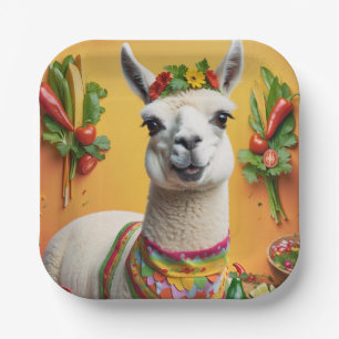 Mexican Feast Cute Llama  Paper Plate