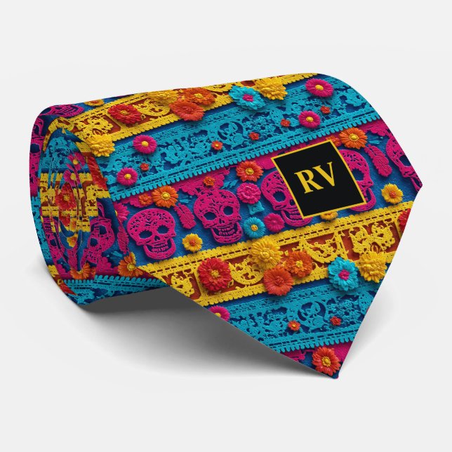 Mexican Festival Papel Picado Banner  Tie (Rolled)