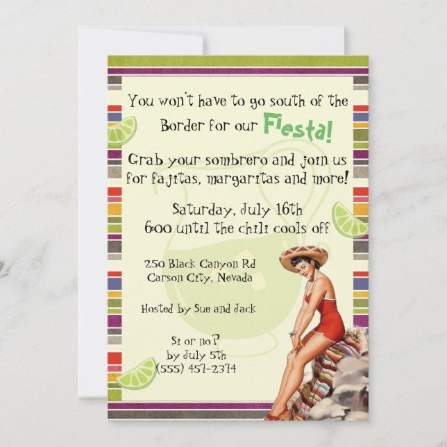 Mexican Fiesta Adult Party Invitation (Front)