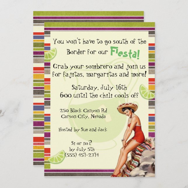 Mexican Fiesta Adult Party Invitation (Front/Back)