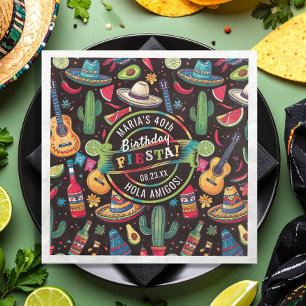 Mexican Fiesta Any Occasion Pattern Black ID1114 Napkin