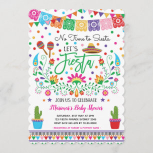 Mexican Fiesta Baby Shower Cactus Invitation
