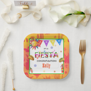 Mexican Fiesta Baby Shower Celebration Paper Plate