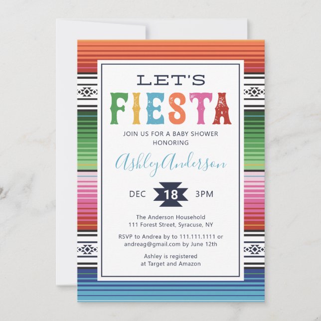Mexican Fiesta Baby Shower Invitation (Front)