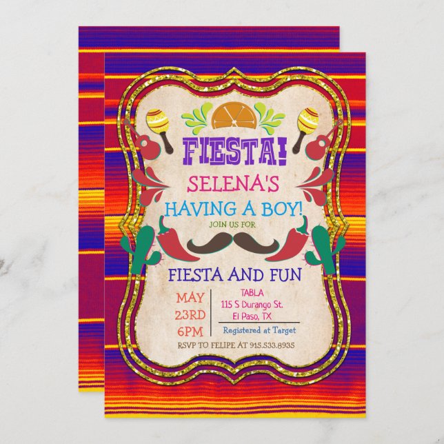 Mexican Fiesta Baby Shower Invitation (Front/Back)