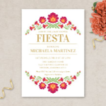 Mexican Fiesta Baby Shower Invitation, Red Floral