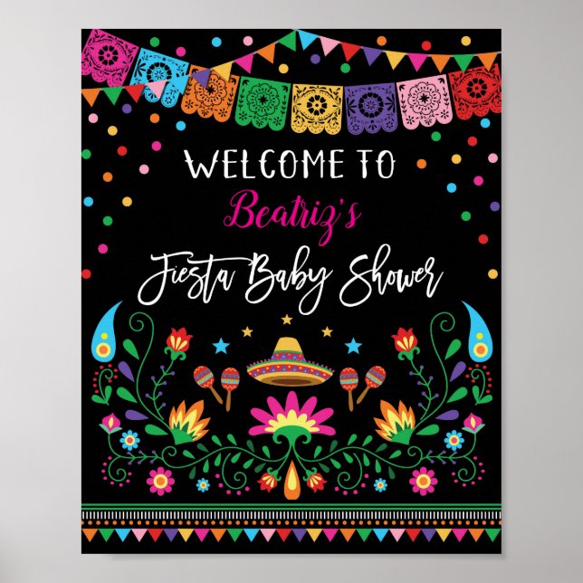 Mexican Fiesta Baby Shower Welcome Poster Decor (Front)