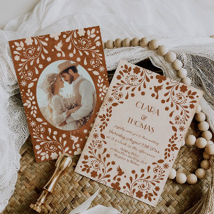 Mexican Fiesta Beige Terracotta Wedding Invitation