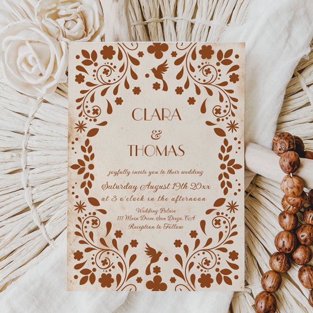 Mexican Fiesta Beige Terracotta Wedding Invitation (Creator Uploaded)