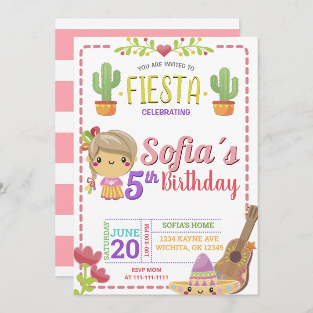 MEXICAN FIESTA BIRTHDAY INVITATION (Front/Back)