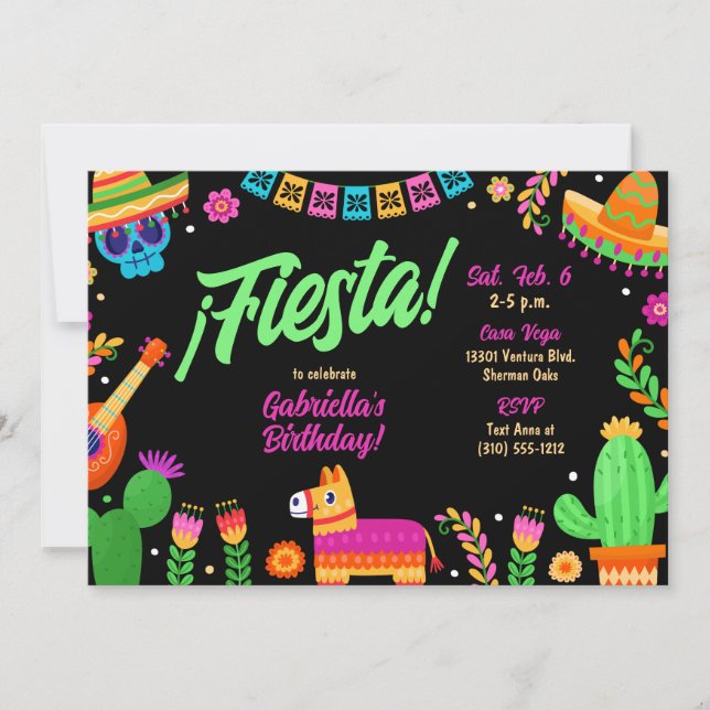 Mexican Fiesta Birthday Party Invitation (Front)