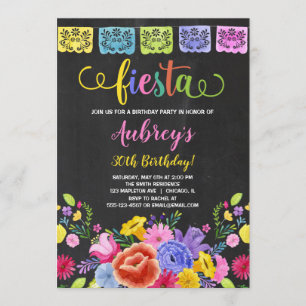 Mexican fiesta birthday party invitation