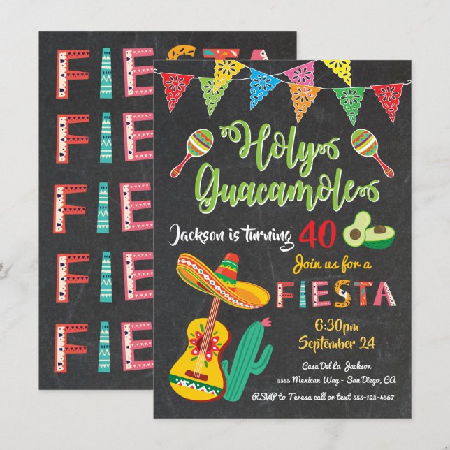 Mexican Fiesta Birthday Party Invitation (Front/Back)