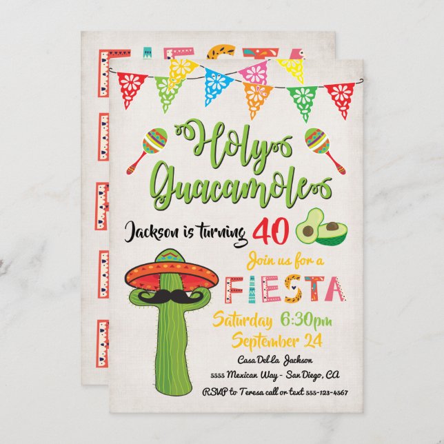 Mexican Fiesta Birthday Party Invitation (Front/Back)