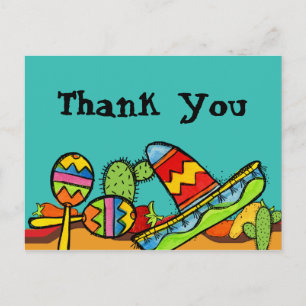 Mexican Fiesta Birthday Thank You Postcard