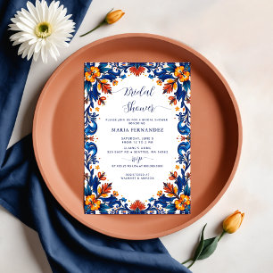 Mexican Fiesta Blue Talavera Bridal Shower Invitation
