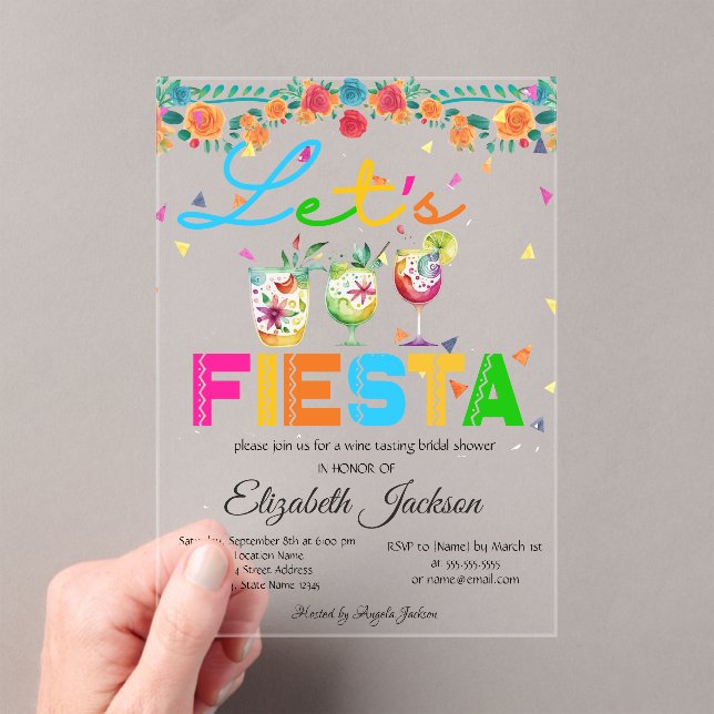 Mexican Fiesta Bridal Shower Acrylic Invitations (Insitu (Handheld))