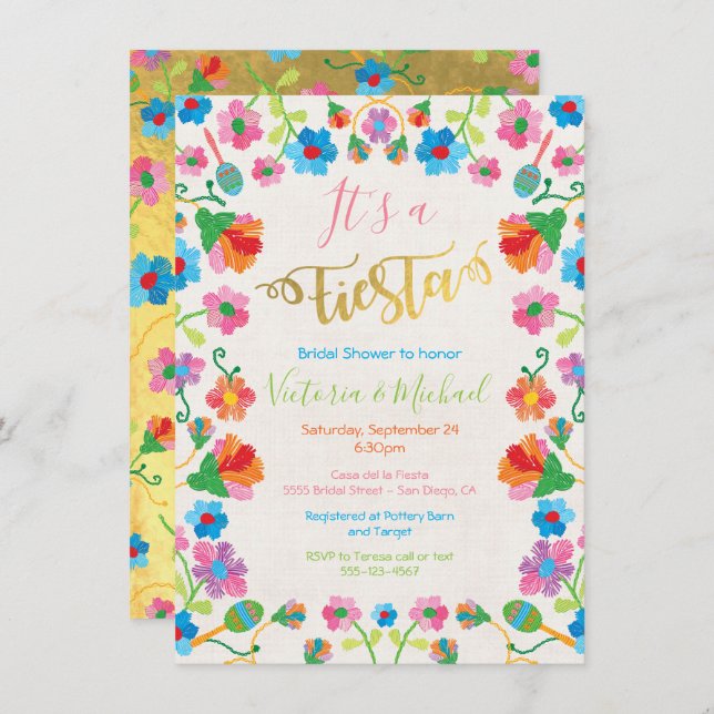 Mexican Fiesta Bridal Shower Invitations (Front/Back)
