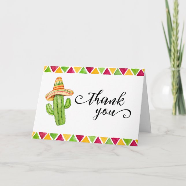 Mexican Fiesta Cactus Taco 'Bout A Baby Shower Thank You Card (Front)
