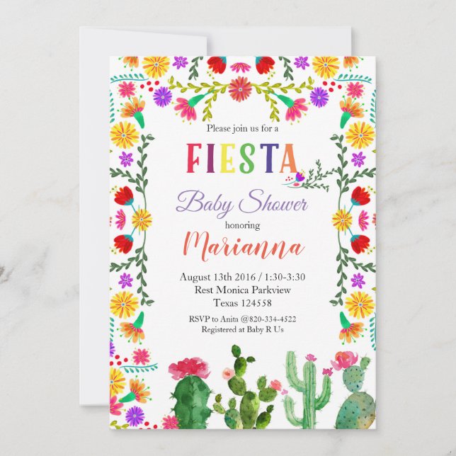 Mexican Fiesta Cinco De Mayo Baby Shower Invite (Front)