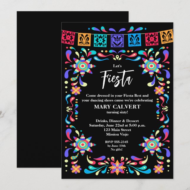 Mexican Fiesta Cinco de Mayo Birthday Party Invitation (Front/Back)
