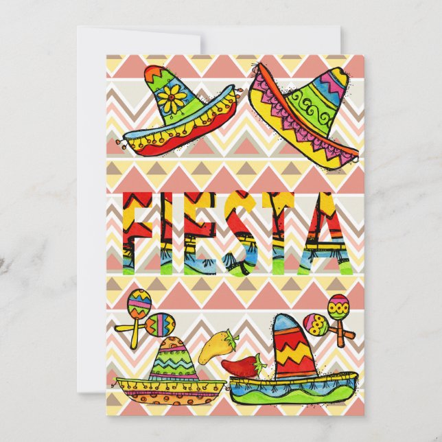 Mexican Fiesta Cinco de Mayo Invitations Chevron (Front)
